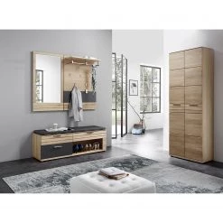 Naturoo Ensemble dâentrĂ©e Jorvi II (4 Ă©lĂ©ments) - Partiellement en chĂȘne sauvage massif / Tissu - ChĂȘne sauvage / Gris foncĂ©