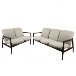 Studio Copenhagen Ensemble de canapés Froid (2 éléments) - Feutre - Gris clair - Marron foncé