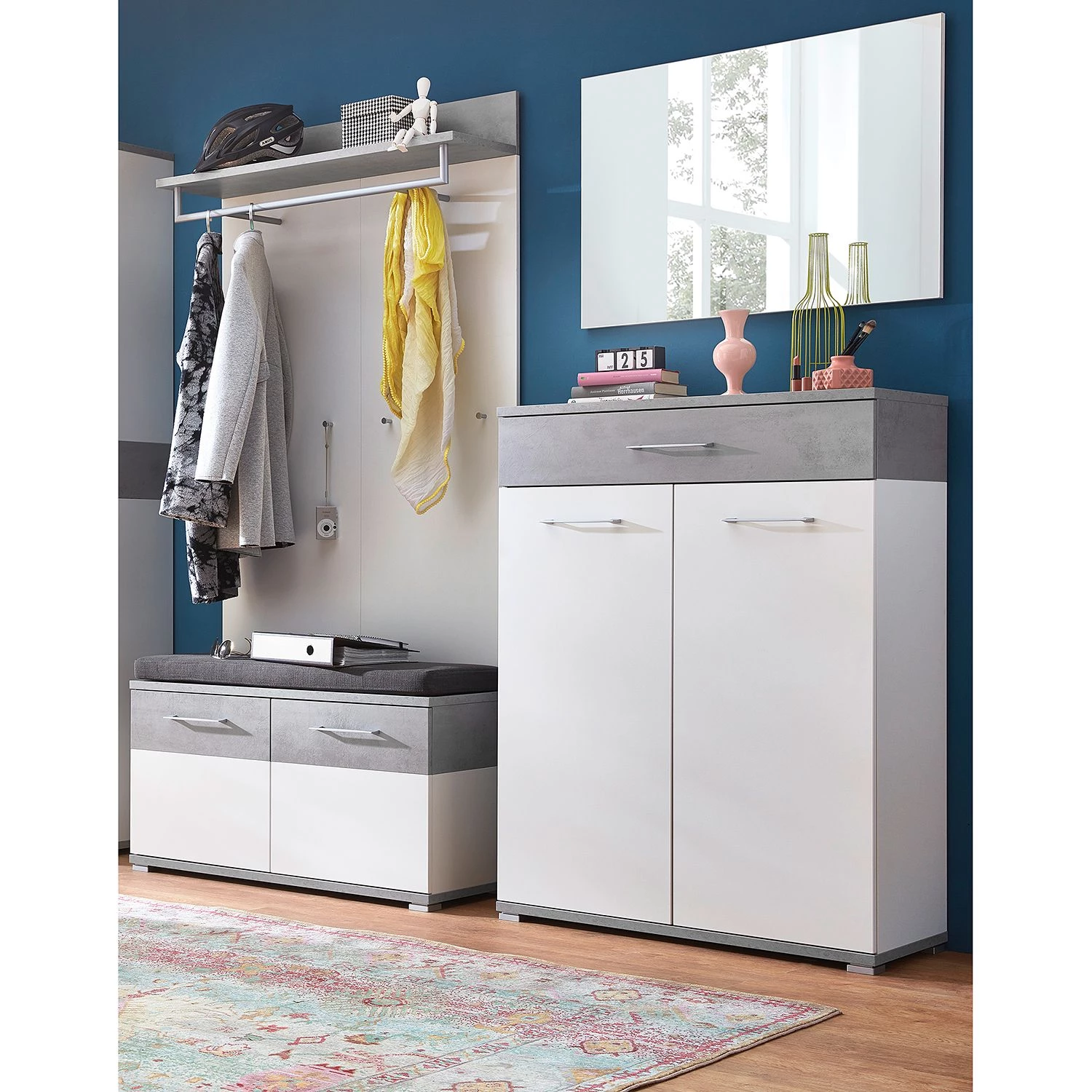 Germania Ensemble d’entrée Nerola IV (4 éléments) - Blanc / Imitation béton