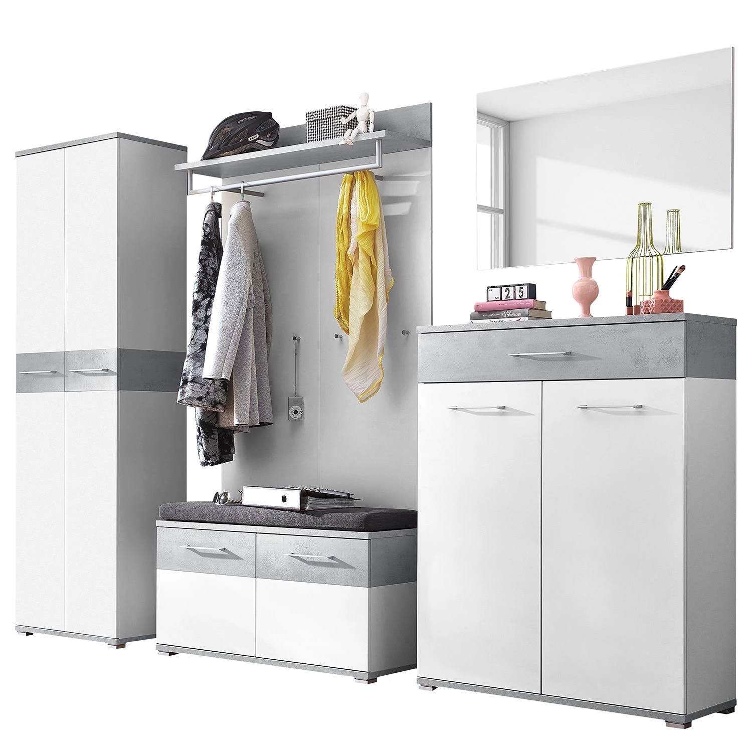 Germania Ensemble d’entrée Nerola III (5 élém.) - Blanc / Imitation béton – Image 2