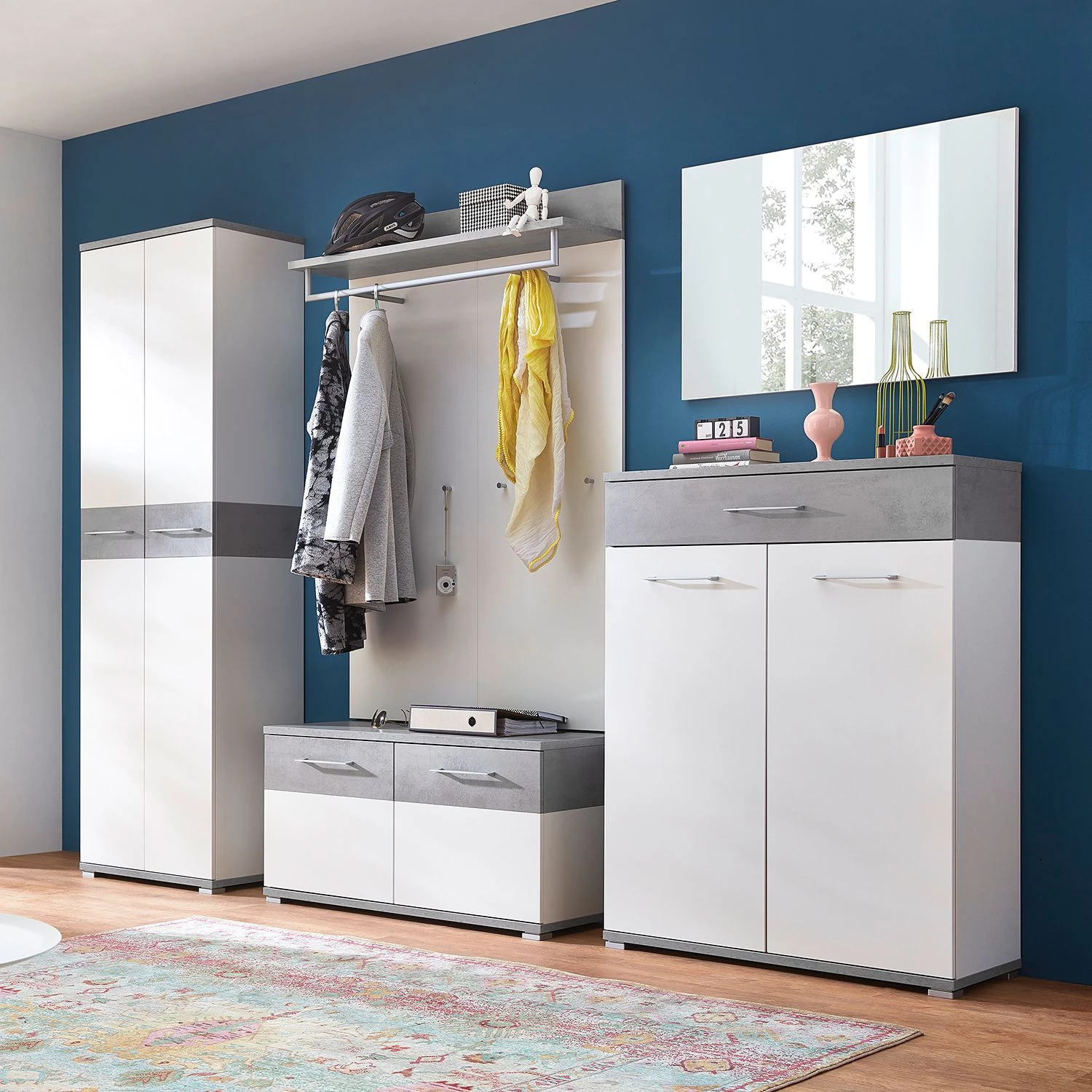 Germania Ensemble d’entrée Nerola III (5 élém.) - Blanc / Imitation béton