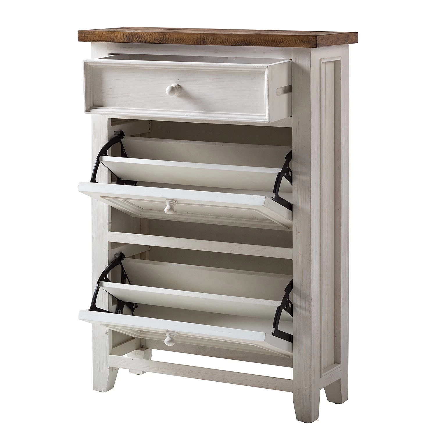 Maison Belfort Ensemble d’entrée Balignton II (4 élém.) - Pin massif / Métal - Pin / Blanc – Image 3