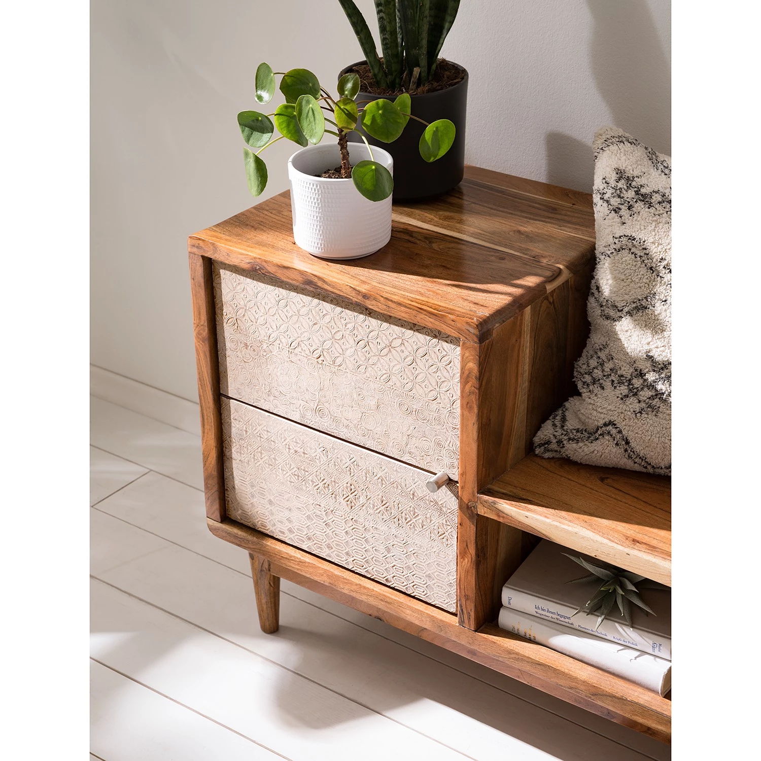 Ars manufacti Ensemble d’entrée Buuda II (3 éléments) - Partiellement en acacia massif - Écru / Acacia – Image 4