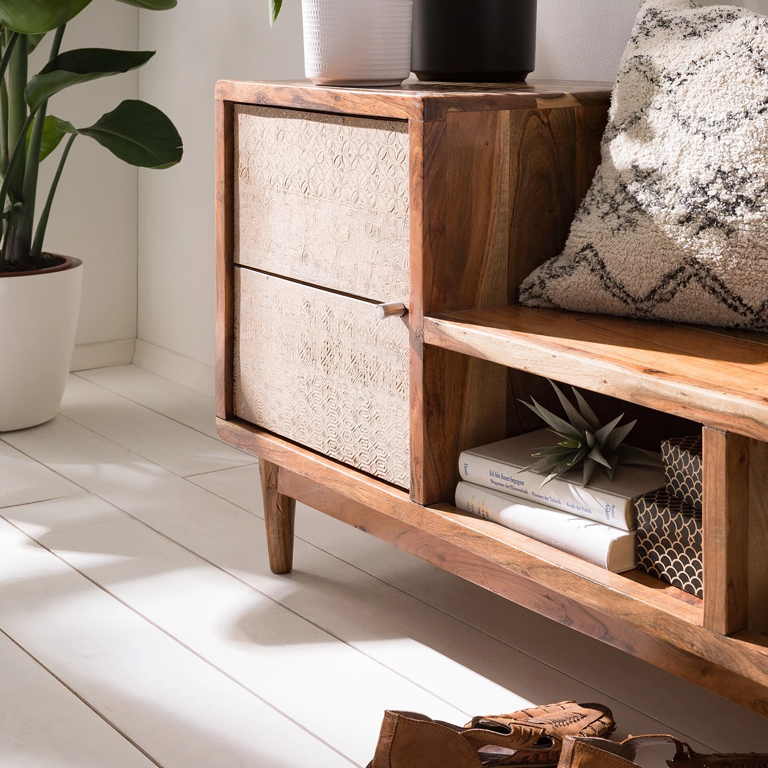 Ars manufacti Ensemble d’entrée Buuda II (3 éléments) - Partiellement en acacia massif - Écru / Acacia – Image 3