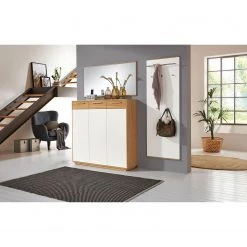 Voss Ensemble d’entrée Loveno II (3 éléments) - Partiellement en chêne massif / Métal - Blanc