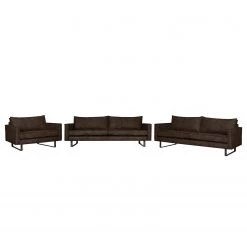 Ars manufacti Ensemble de canapés Liel I (3-2-1) - Aspect cuir vieilli - Microfibre Priya: Marron foncé