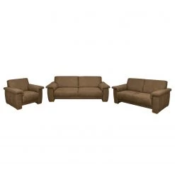 Modoform Ensemble de canapés Picabu (3-2-1) - Aspect cuir vieilli - Latte macchiatto