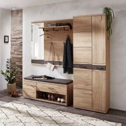 Naturoo Garderobenset Goodwood II (3 élém.) - Partiellement en chêne sauvage - Chêne sauvage / Gris foncé