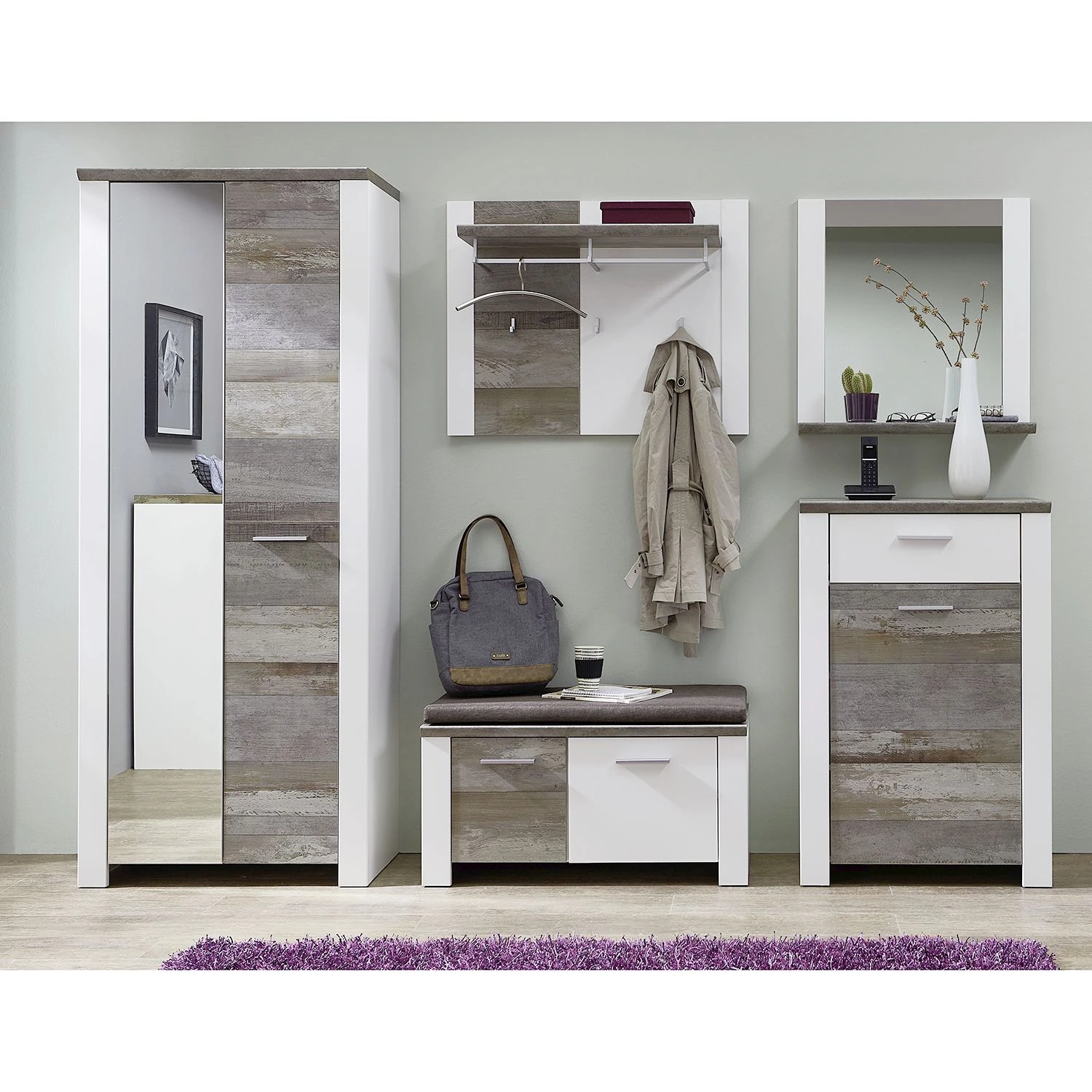 Loftscape Ensemble d’entrée Bickley I (5 élém.) - Blanc / Imitation bois flotté – Image 2