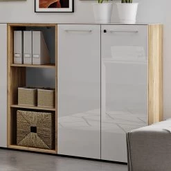 Germania Ensemble bureau Monteria IV (2 Ă©lĂ©m.) - Verre - Blanc / Imitation chĂȘne de Navarre