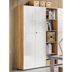 Germania Ensemble bureau Monteria III (2 élém.) - Verre - Blanc / Imitation chêne de Navarre