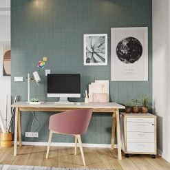 Germania Ensemble de bureau Svene (2 élém.) - Blanc / Imitation chêne de Sonoma