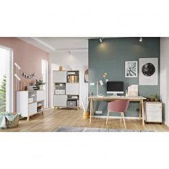 Germania Ensemble de bureau Svene (4 éléments) - Blanc / Imitation chêne de Sonoma