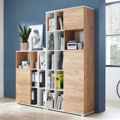 Germania Ensemble de bureau Lioni IV (2 éléments) - Imitation chêne de Navarre / Blanc