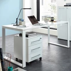 Germania Ensemble de bureau Monteria II (2 élém.) - Verre - Blanc / Chrome