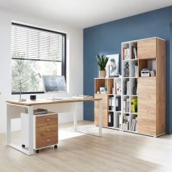 Germania Ensemble de bureau Lioni II (4 éléments) - Imitation chêne de Navarre / Blanc