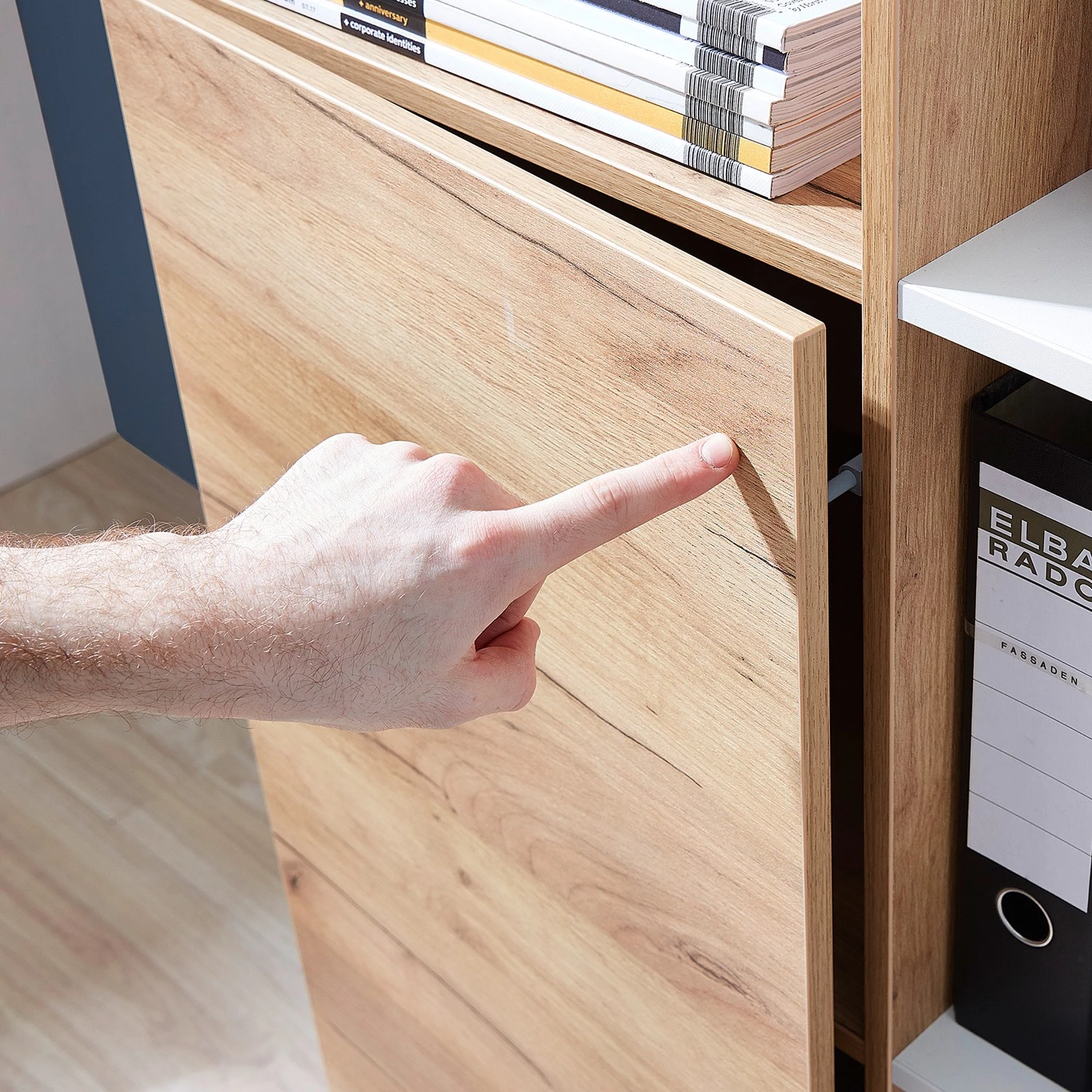 Germania Ensemble de bureau Lioni II (4 éléments) - Imitation chêne de Navarre / Blanc – Image 11