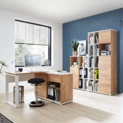 Germania Ensemble de bureau Lioni I (3 éléments) - Imitation chêne de Navarre / Blanc