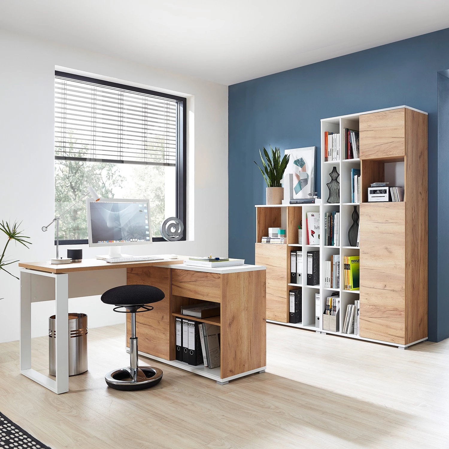 Germania Ensemble de bureau Lioni I (3 éléments) - Imitation chêne de Navarre / Blanc