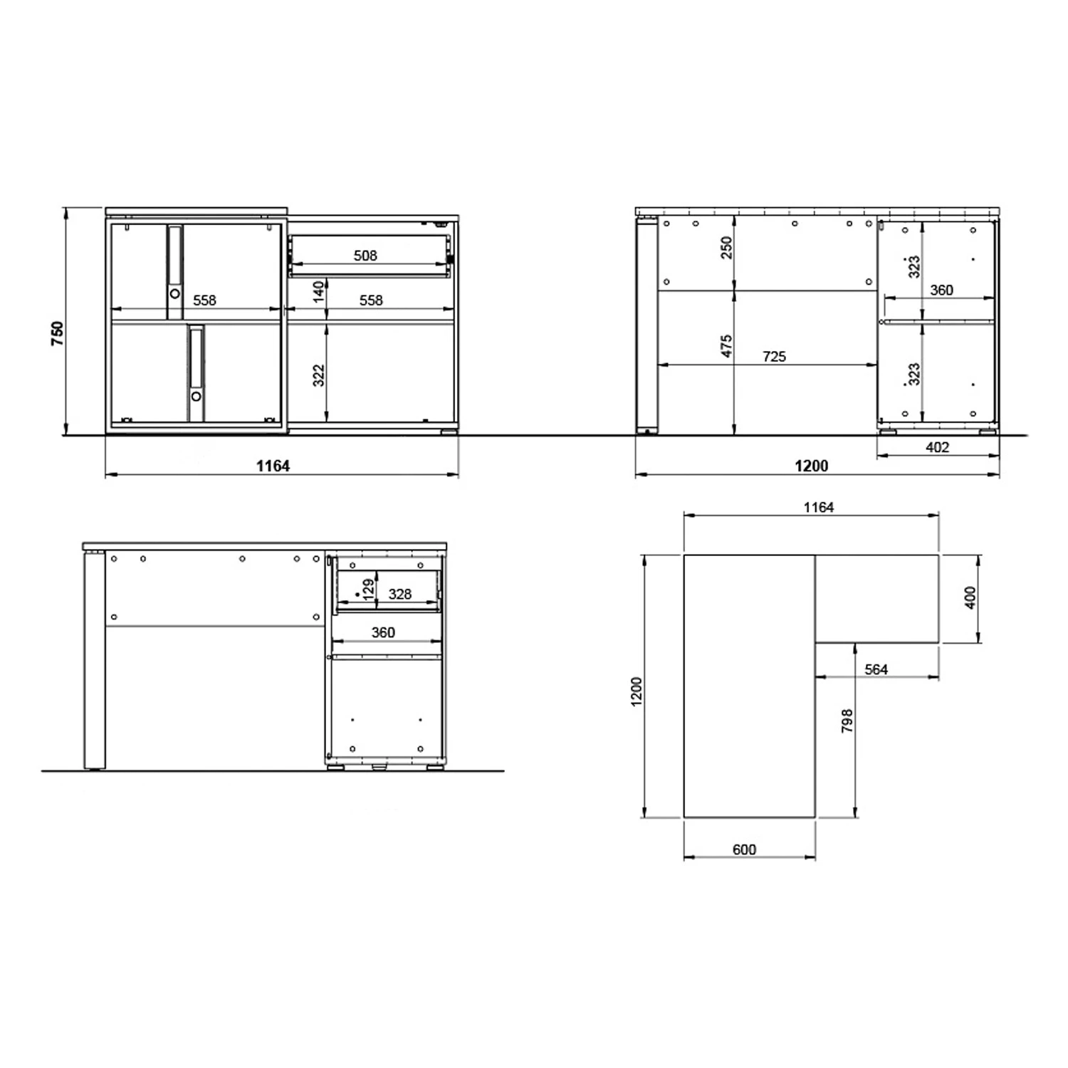 Germania Ensemble de bureau Lioni I (3 éléments) - Imitation chêne de Navarre / Blanc – Image 11