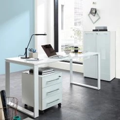 Germania Ensemble de bureau Monteria V (3 élém.) - Verre - Blanc / Chrome