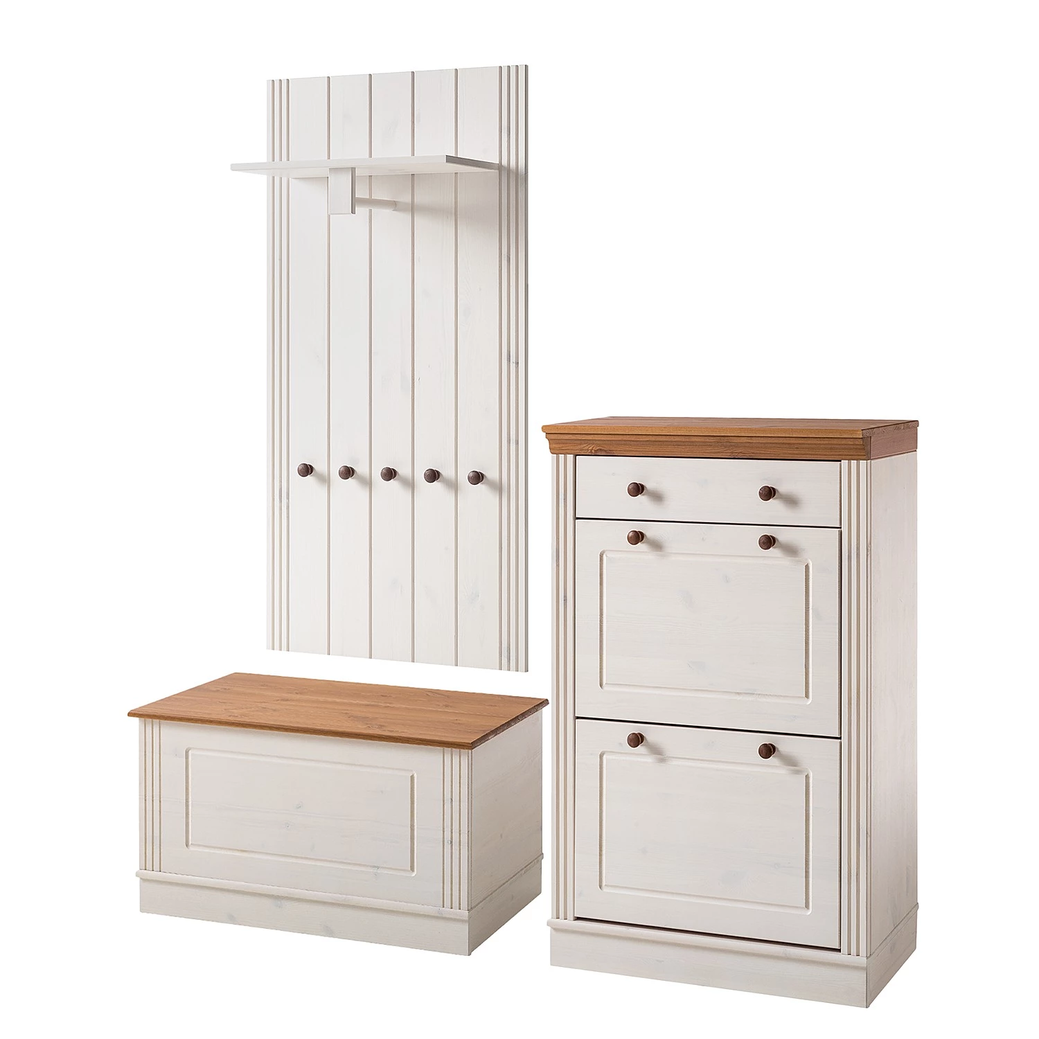 Maison Belfort Ensemble entrée Lillehammer III (3 él.) - Pin massif - Pin blanc / Pin couleur miel – Image 2