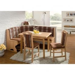 Schösswender Salle à manger Luzern II (4 éléments) - Tissu / Partiellement en hêtre massif - Marron / Hêtre