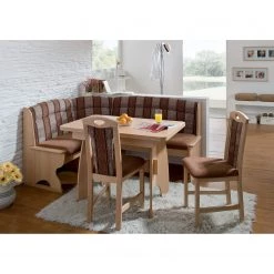 Schösswender Salle à manger Luzern I (4 éléments) - Tissu / Partiellement en hêtre massif - Marron / Hêtre