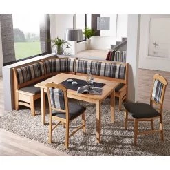 Schösswender Salle à manger complète Tulln (4 élém.) - Tissu / Partiellement en hêtre massif - Gris / Hêtre