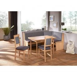 Schösswender Salle à manger Imola I (4 éléments) - Tissu / Partiellement en hêtre massif - Marron / Hêtre