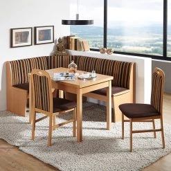 Schösswender Salle à manger Hamburg II (4 éléments) - Tissu / Partiellement en hêtre massif - Rayé marron / Hêtre