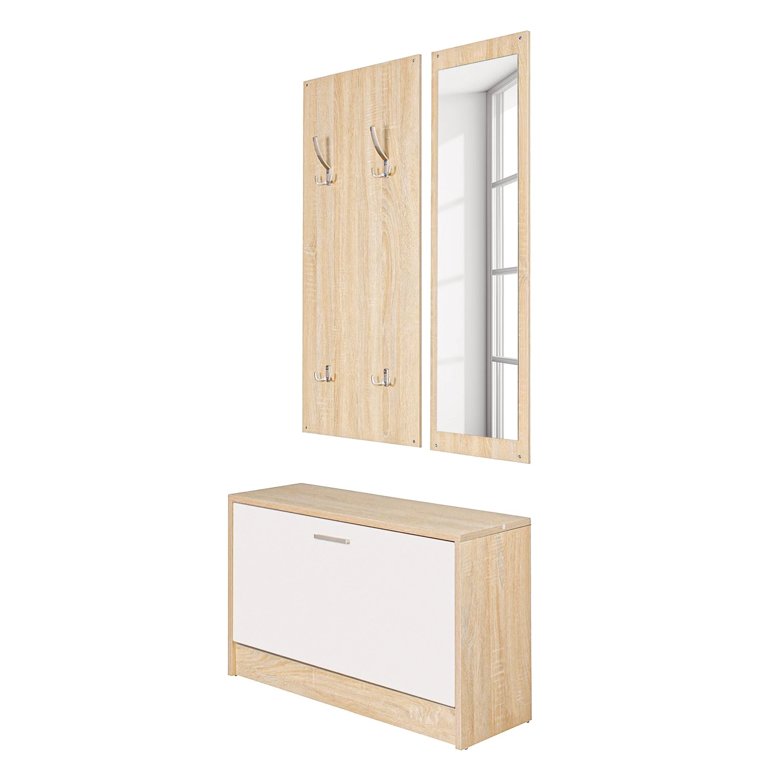 Mooved Ensemble d’entrée Lowrys - Blanc / Imitation chêne de Sonoma – Image 3