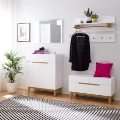 Mørteens Ensemble d’entrée Tenabo II (5 élém.) - Partiellement en chêne massif - Blanc / Chêne