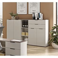 Germania Ensemble de bureau Ancona (3 éléments) - Métal - Cachemire / Imitation noyer