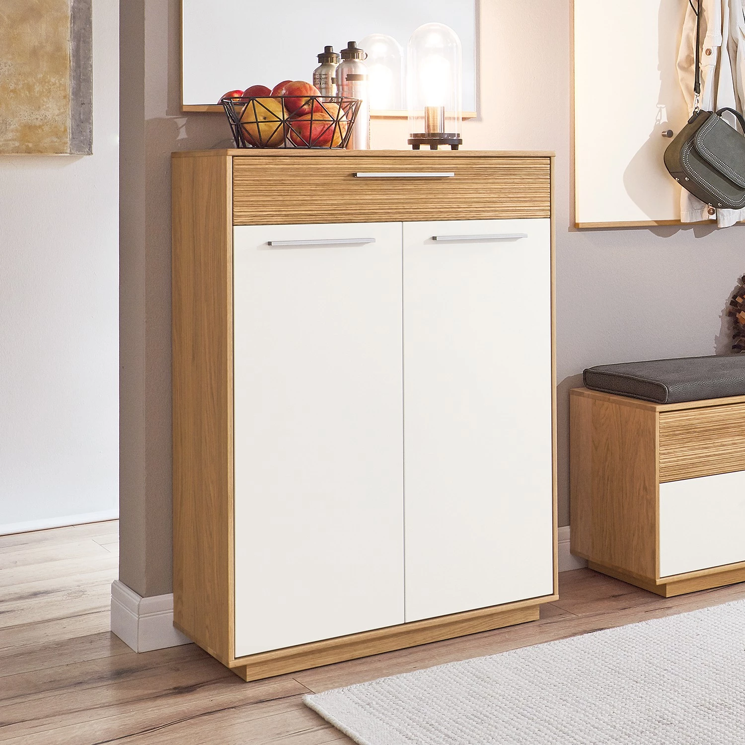 Voss Ensemble d’entrée Loveno V (5 éléments) - Placage en bois véritable - Blanc – Image 3