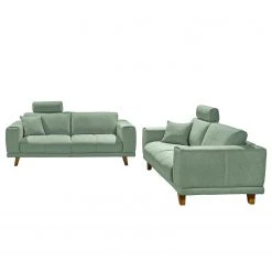 Ars Natura Ensemble de salon Pomos (3-2) - Tissu - Gris menthe