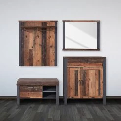 Red Living Ensemble d’entrée Blackpool II (4 élém.) - Imitation bois recyclé / Gris