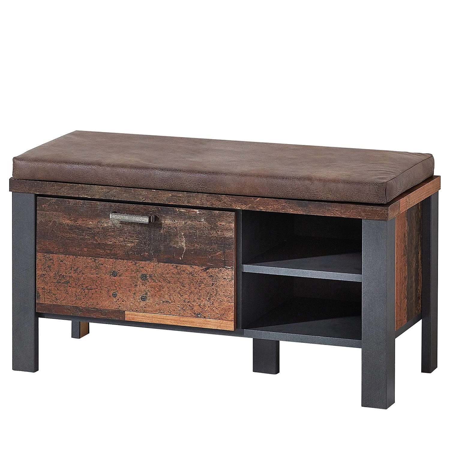 Red Living Ensemble d’entrée Blackpool II (4 élém.) - Imitation bois recyclé / Gris – Image 2