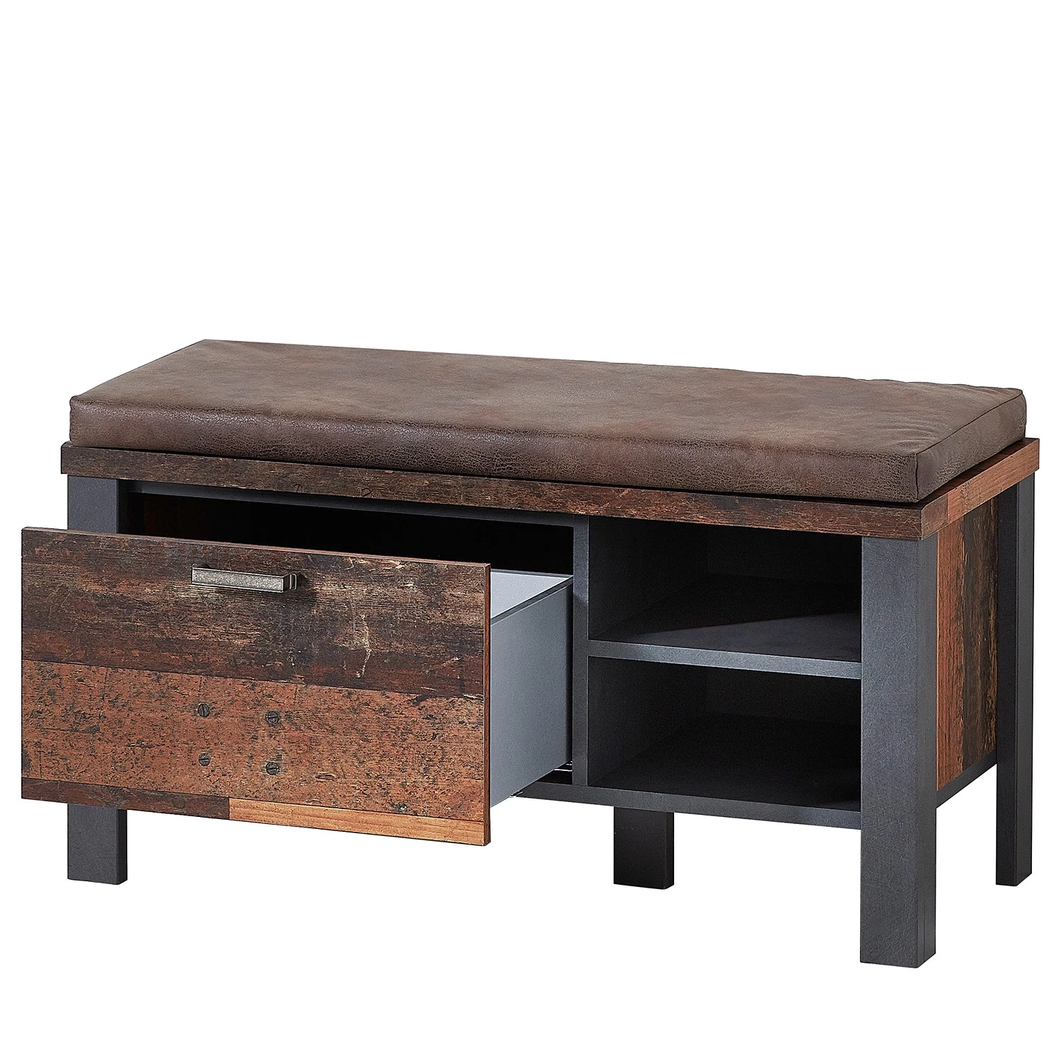 Red Living Ensemble d’entrée Blackpool II (4 élém.) - Imitation bois recyclé / Gris – Image 3