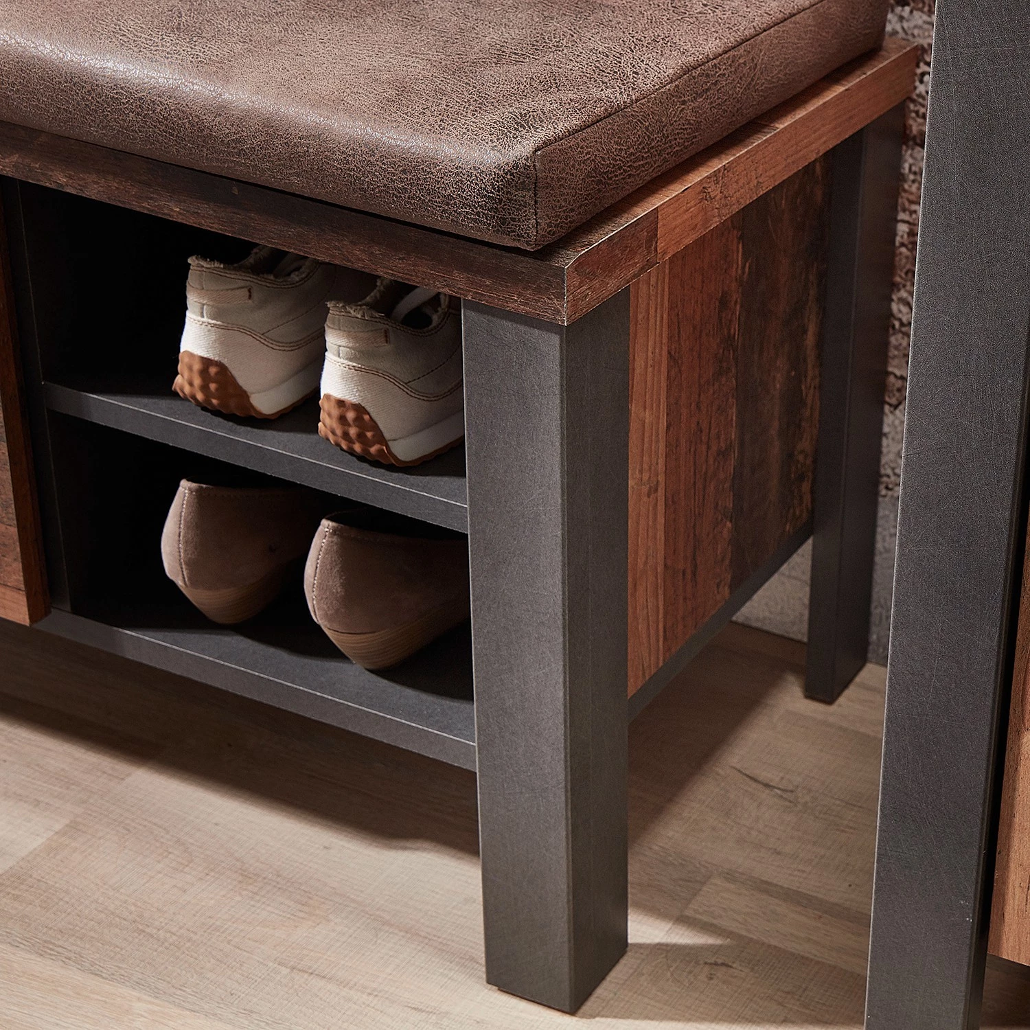 Red Living Ensemble d’entrée Blackpool II (4 élém.) - Imitation bois recyclé / Gris – Image 8