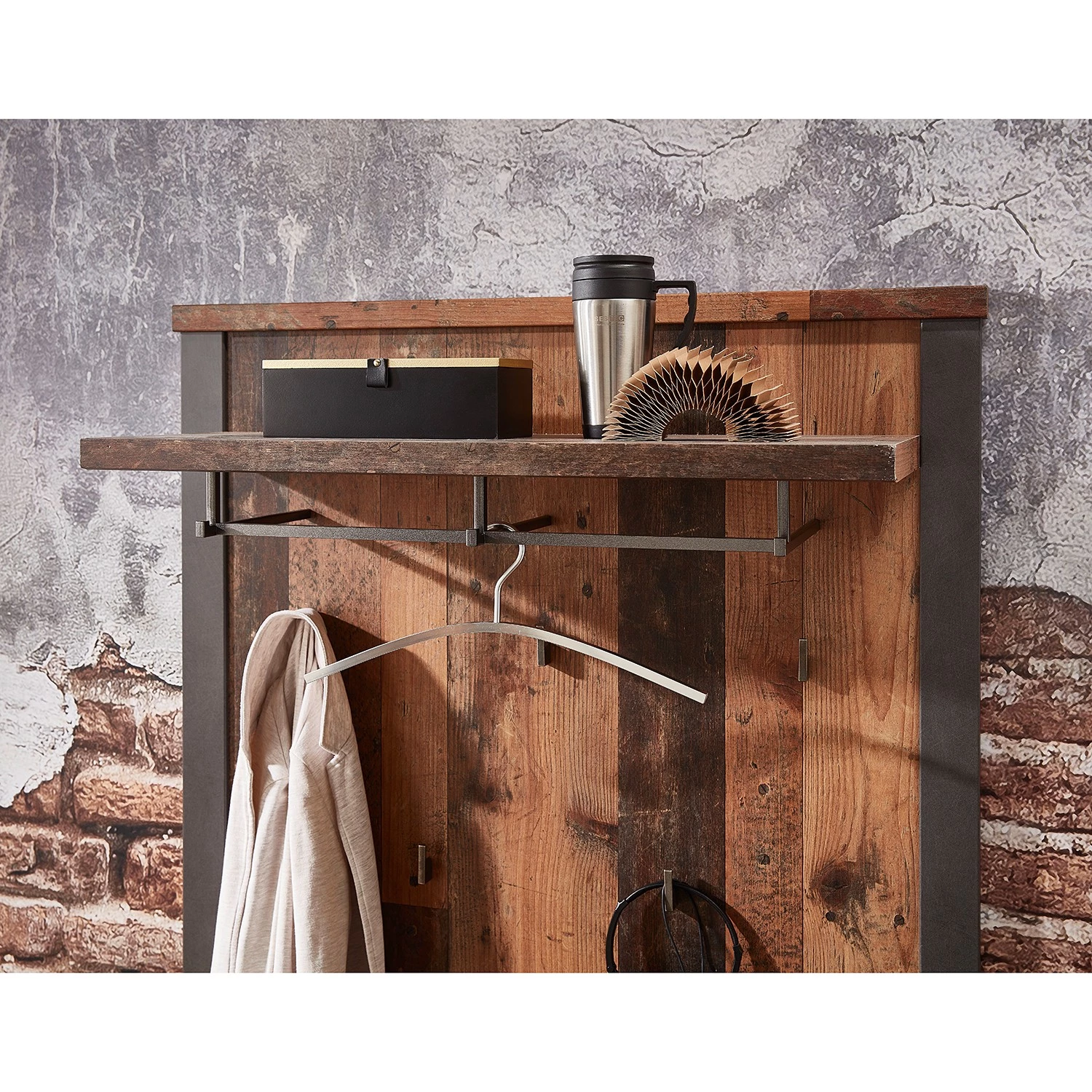 Red Living Ensemble d’entrée Blackpool II (4 élém.) - Imitation bois recyclé / Gris – Image 9