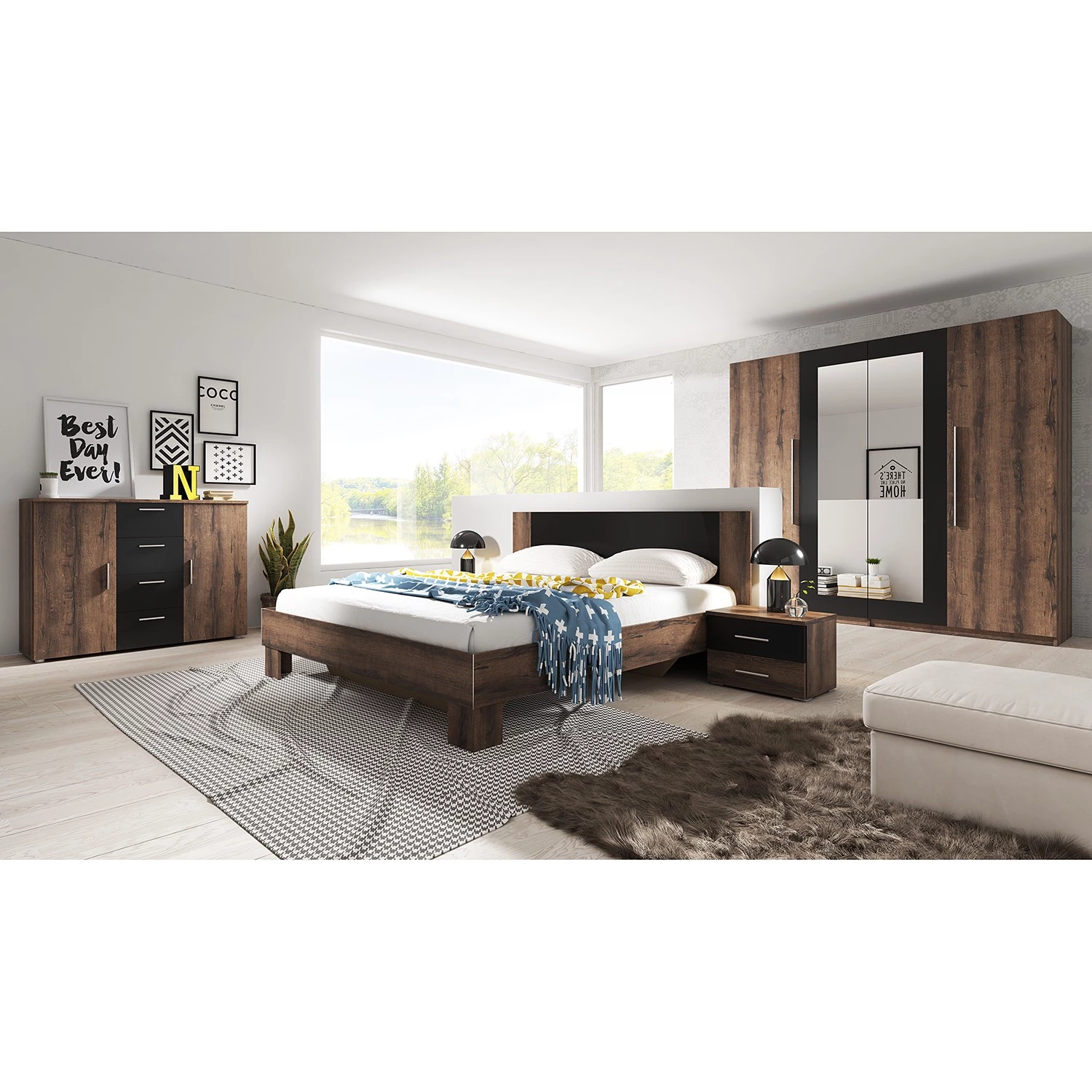 Mooved Ensemble de lit Richford - Duramen de noyer - 180 x 200cm – Image 2