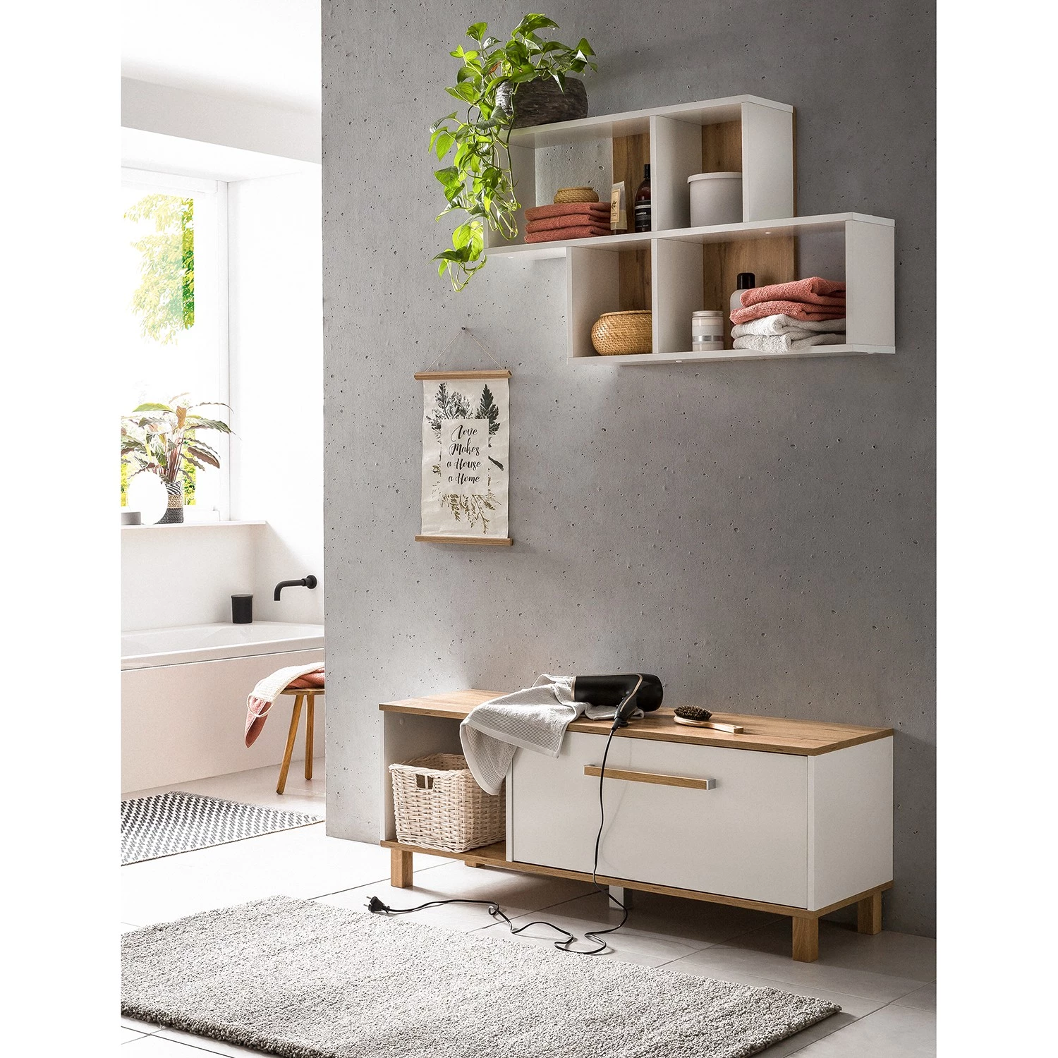 Schildmeyer Ensemble d’entrée Padua III (2 éléments) - Blanc / Imitation chêne rustique