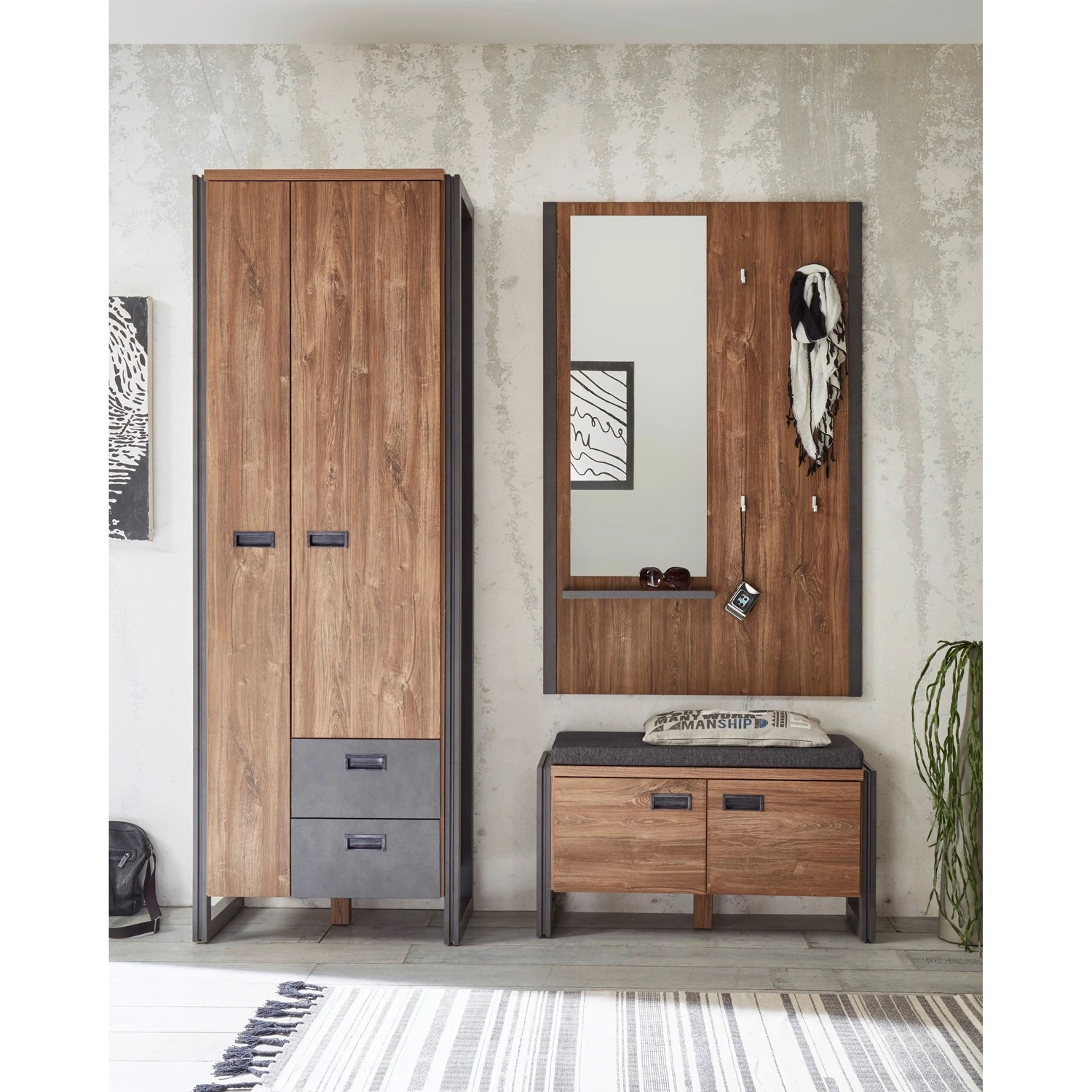 Ars manufacti Ensemble d’entrée Marton III (3 élém.) - Imitation chêne Stirling / Anthracite – Image 2