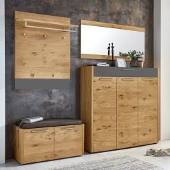 Voss Ensemble d’entrée Levio V (4 éléments) - Placage en bois véritable - Chêne - Gris