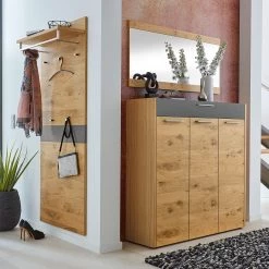 Voss Ensemble d’entrée Levio I (3 éléments) - Placage en bois véritable - Chêne - Gris