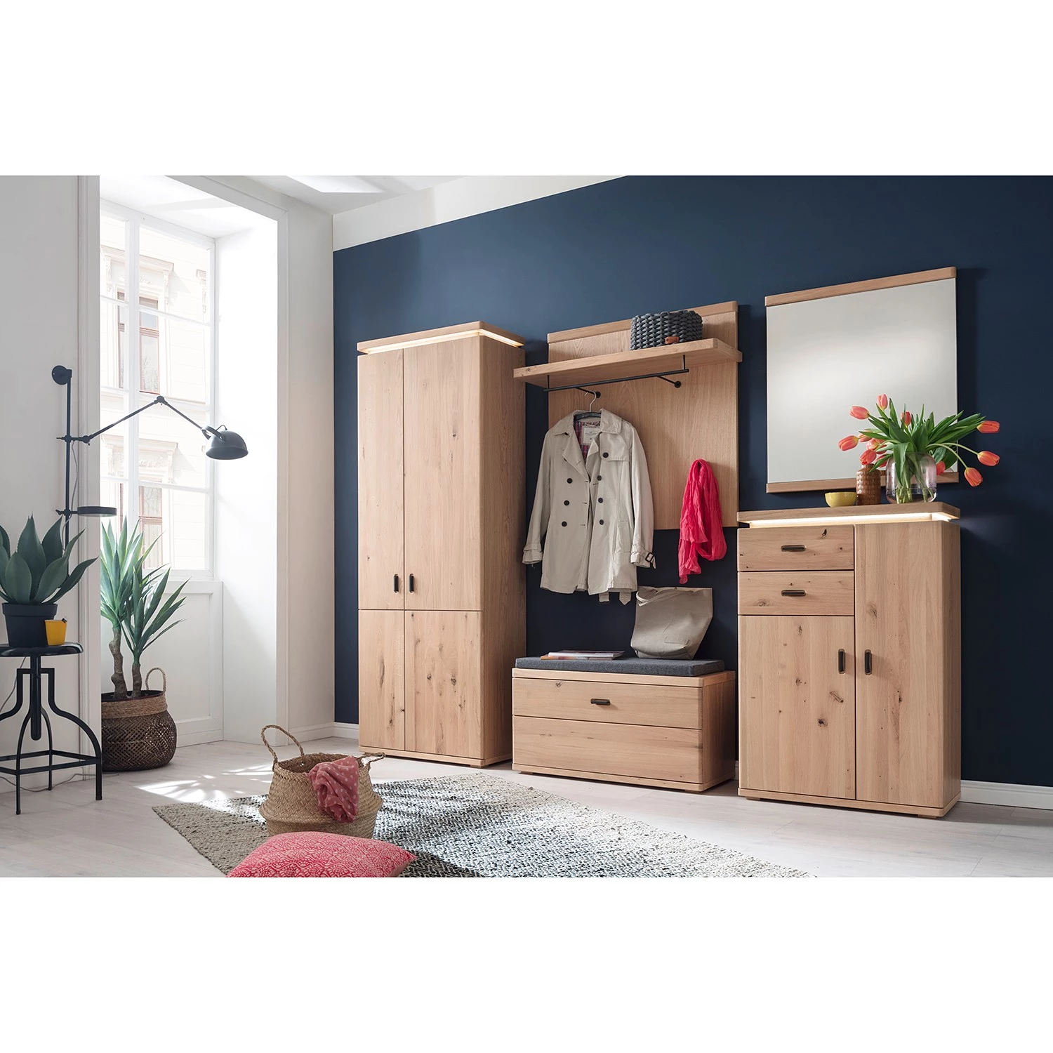 Naturoo Ensemble d’entrée Ellinwood I (4 élém.) - Placage en bois véritable / Métal - Chêne / Anthracite – Image 2