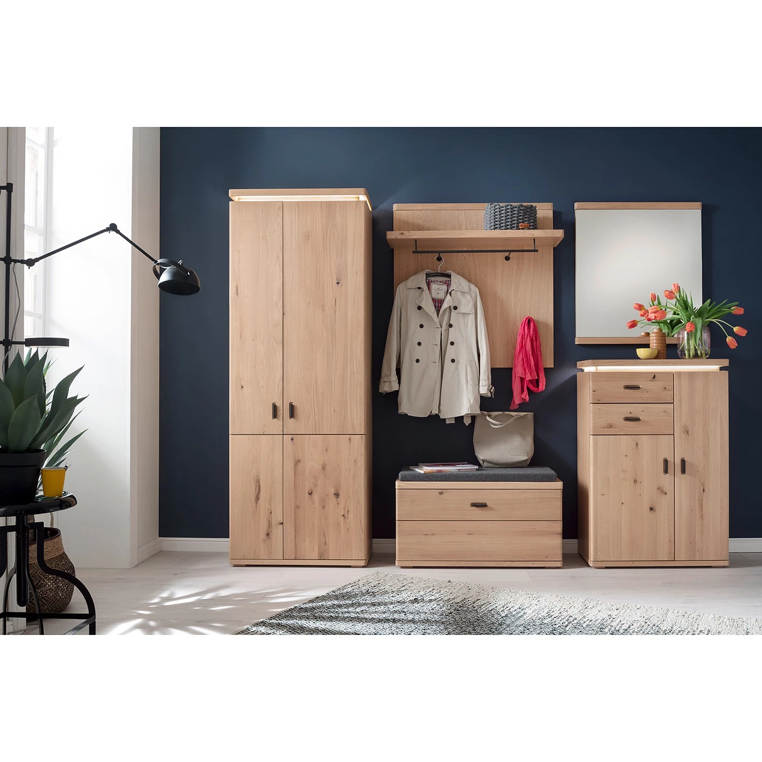 Naturoo Ensemble d’entrée Ellinwood I (4 élém.) - Placage en bois véritable / Métal - Chêne / Anthracite – Image 3