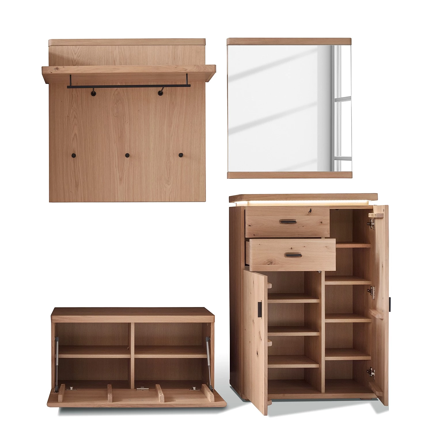 Naturoo Ensemble d’entrée Ellinwood I (4 élém.) - Placage en bois véritable / Métal - Chêne / Anthracite – Image 5