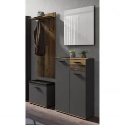 Loftscape Ensemble d’entrée Chippewa II (4 élém.) - Gris foncé / Imitation bois ancien